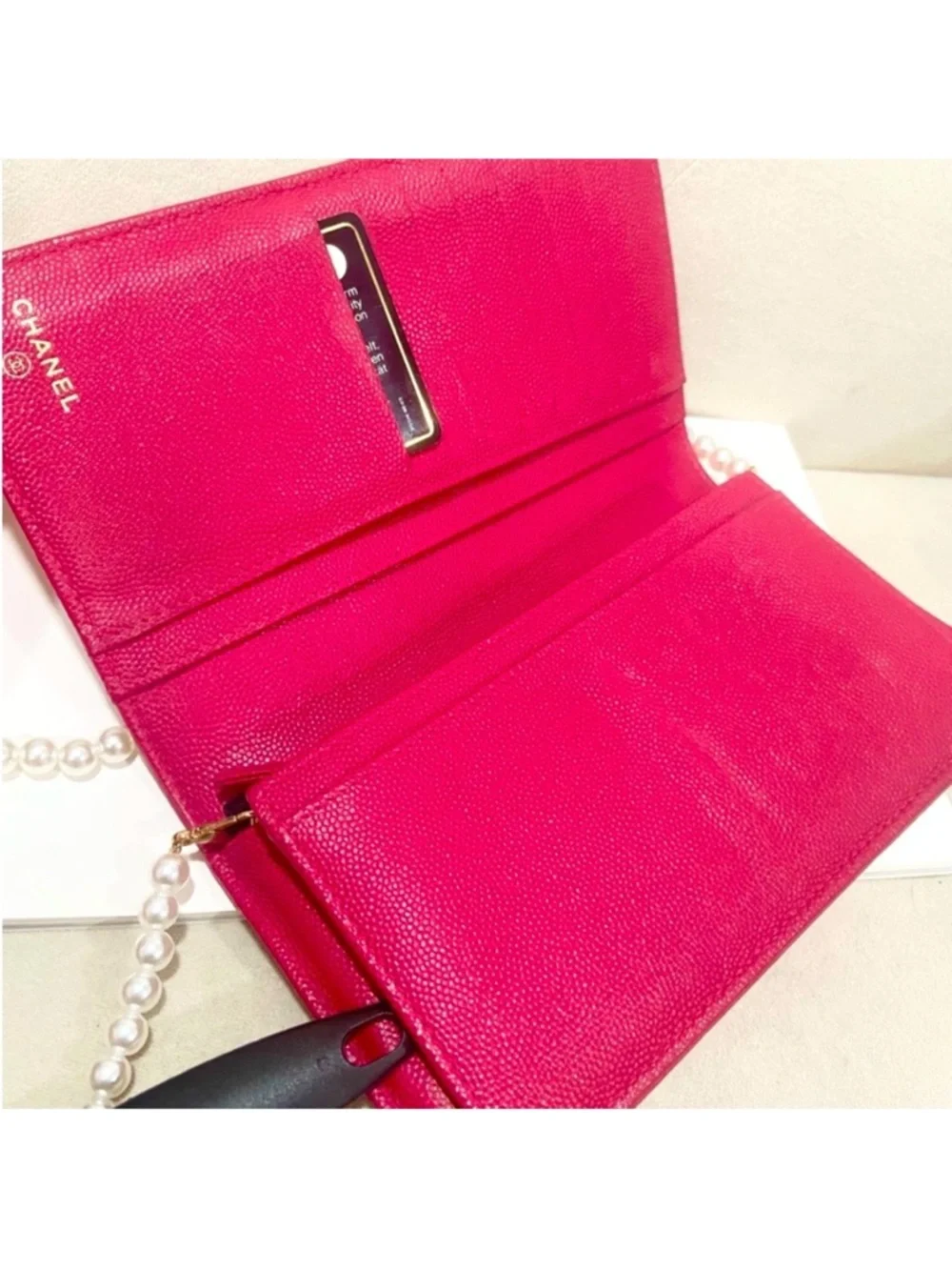CHANEL Hot Pink Quilted Boy Flap with Pearl Chain and Gold Hardware